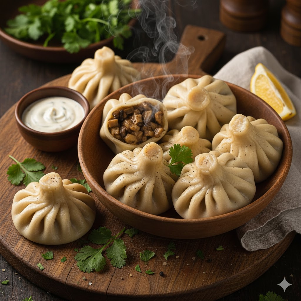A plate of fresh khinkali