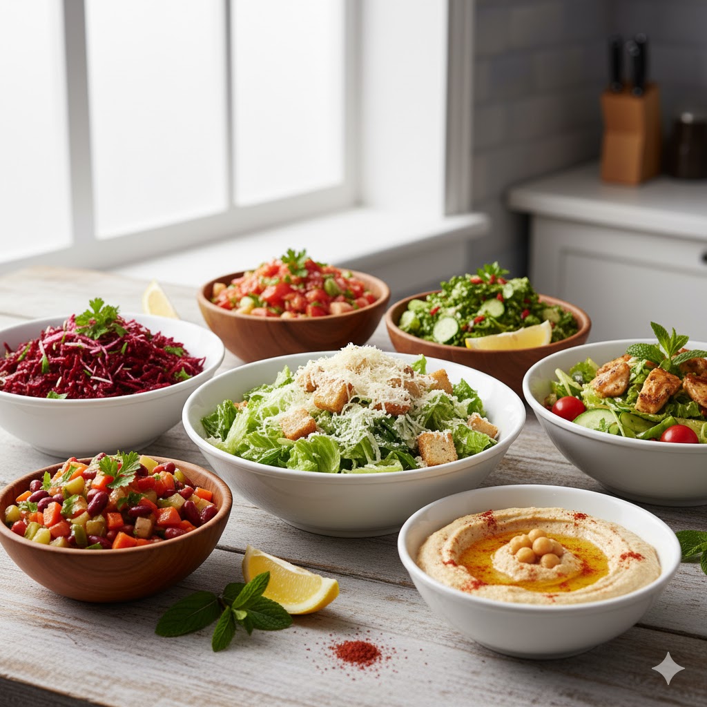 An assortment of fresh salads